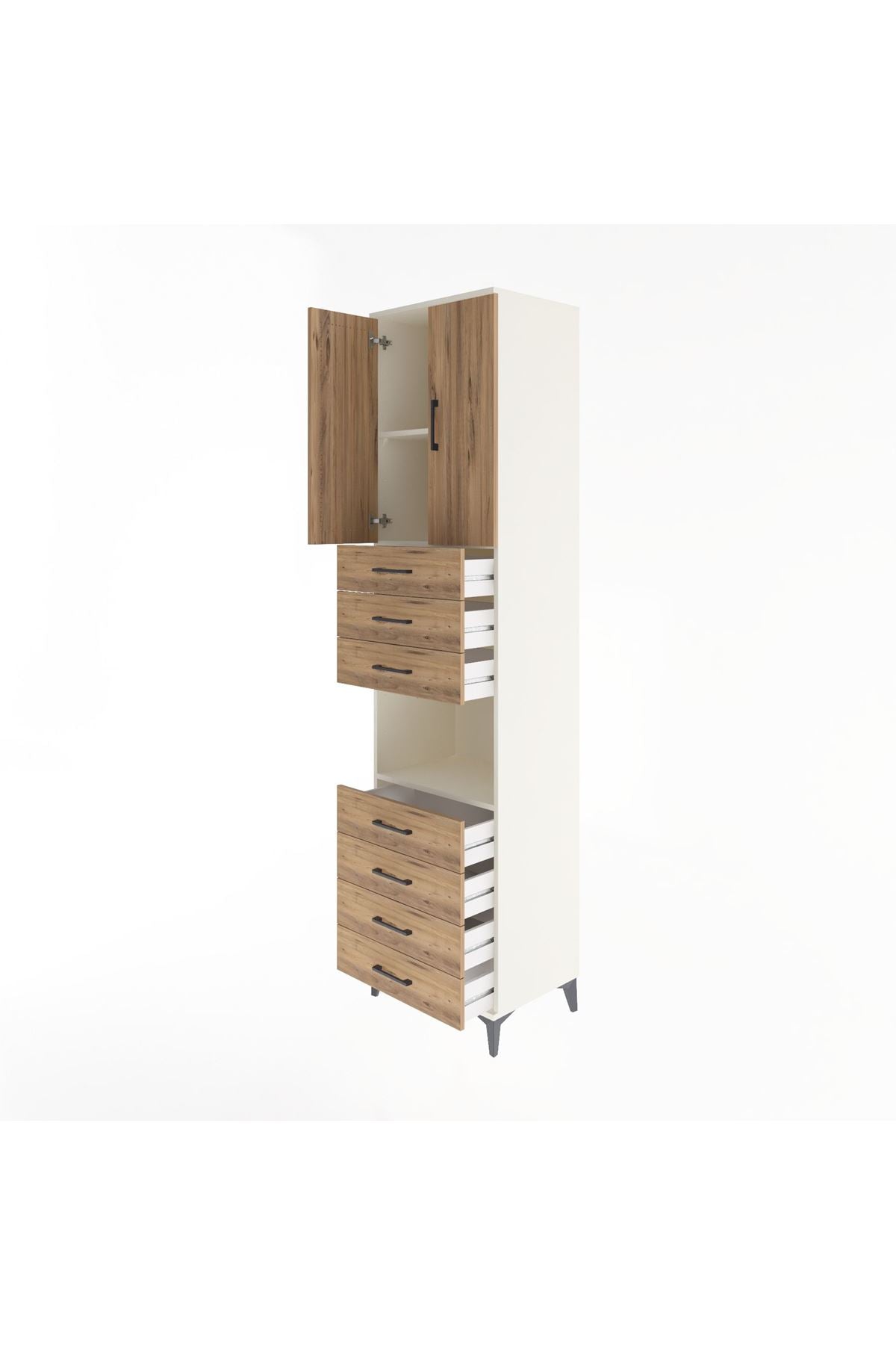 Hyperion Dolap 3 Raflı 7 Çekmeceli 2 Kapaklı 60x44x243 - S65M101V3B