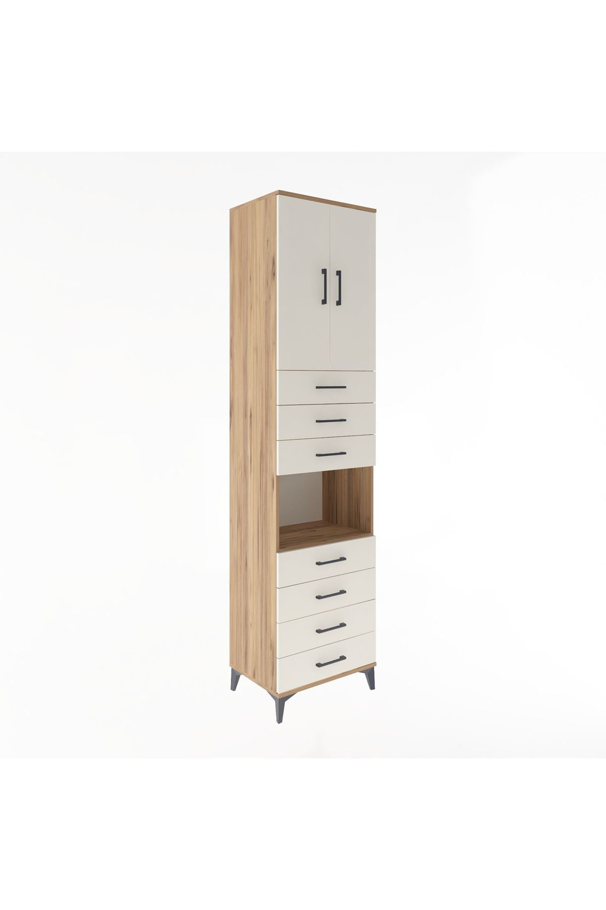 Hyperion Dolap 3 Raflı 7 Çekmeceli 2 Kapaklı 60x44x243 - S65M101V7B