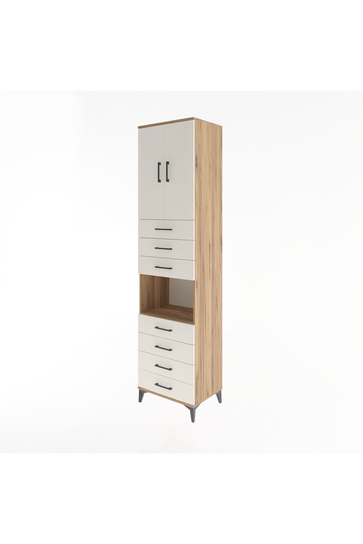 Hyperion Dolap 3 Raflı 7 Çekmeceli 2 Kapaklı 60x44x243 - S65M101V7B