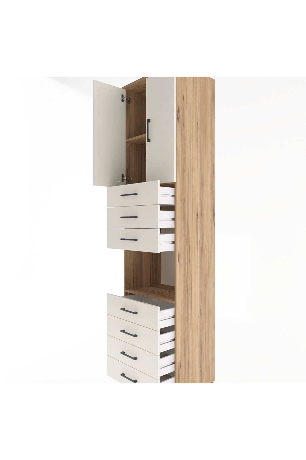 Hyperion Dolap 3 Raflı 7 Çekmeceli 2 Kapaklı 60x44x243 - S65M101V7B