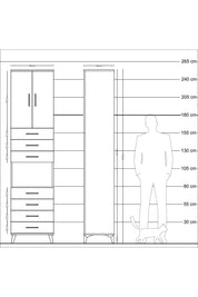 Hyperion Dolap 3 Raflı 7 Çekmeceli 2 Kapaklı 60x44x243 - S65M101V9B