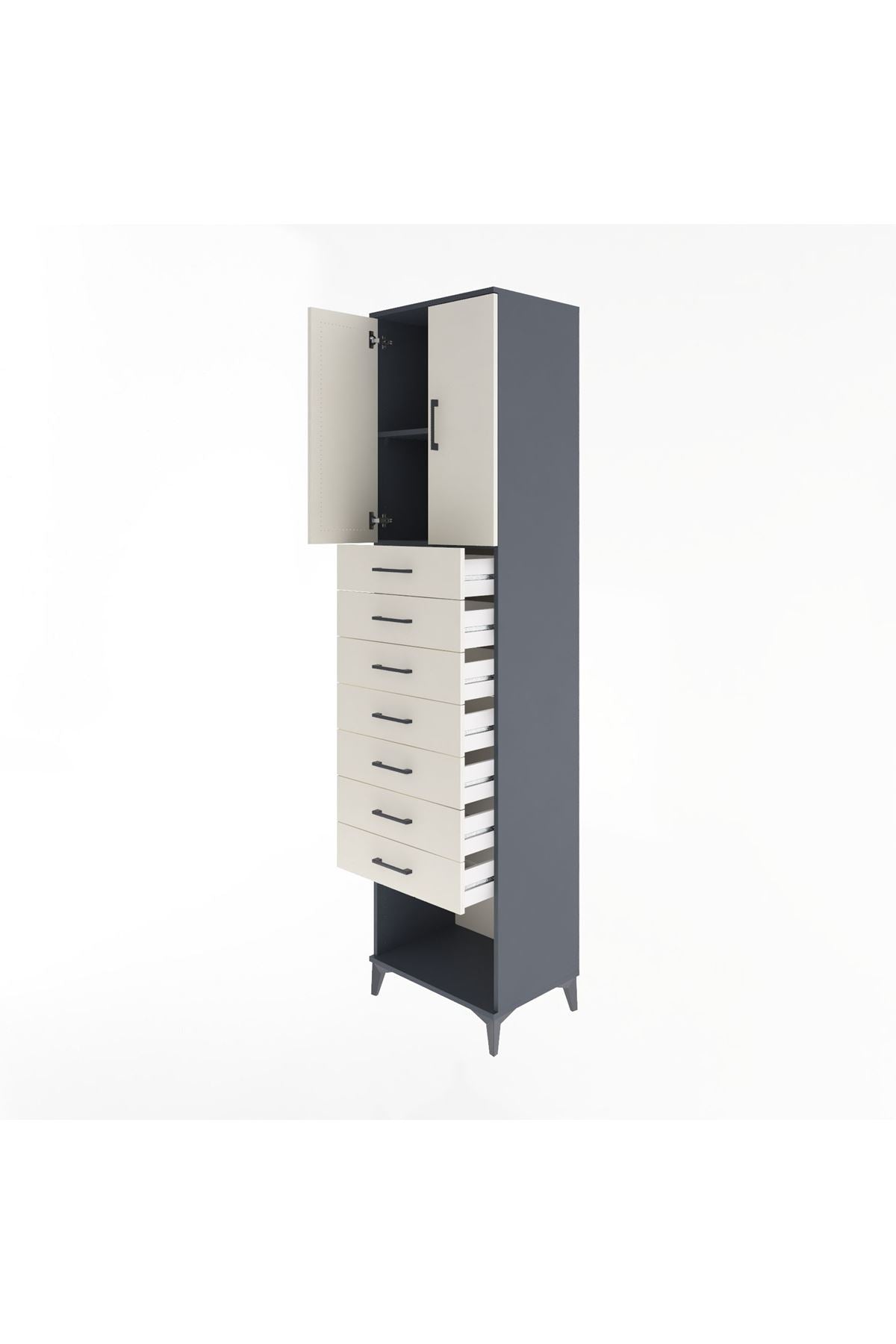 Hyperion Dolap 2 Raflı 7 Çekmeceli 2 Kapaklı 60x44x243 - S65M102V4B