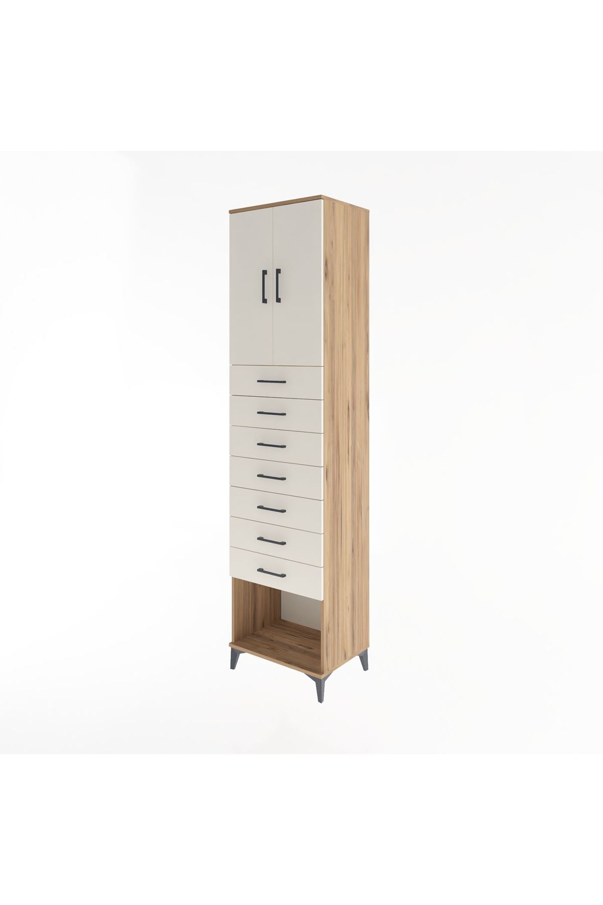 Hyperion Dolap 2 Raflı 7 Çekmeceli 2 Kapaklı 60x44x243 - S65M102V7B