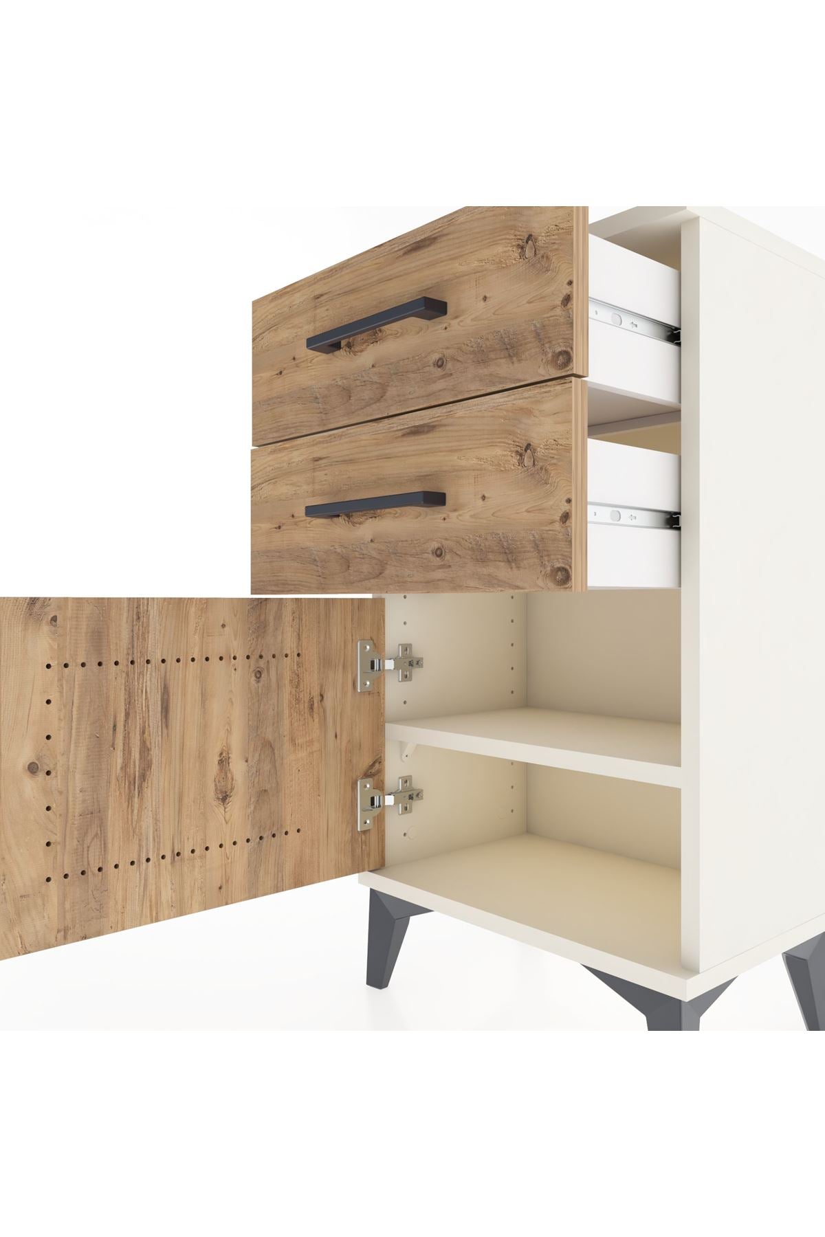 Arges Komodin 2 Raflı Tek Kapaklı 44x30x80 - S08M001V3A