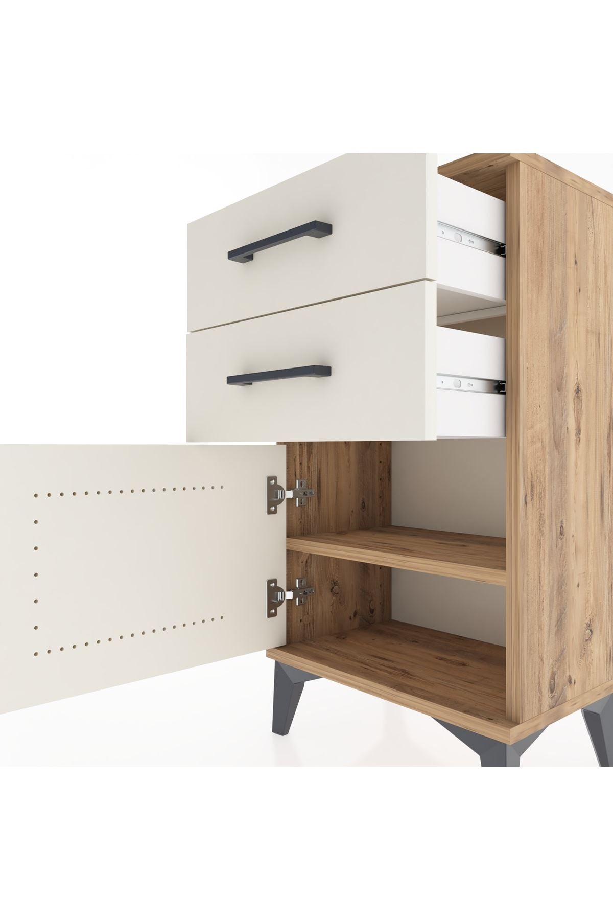 Arges Komodin 2 Raflı Tek Kapaklı 44x30x80 - S08M001V7A