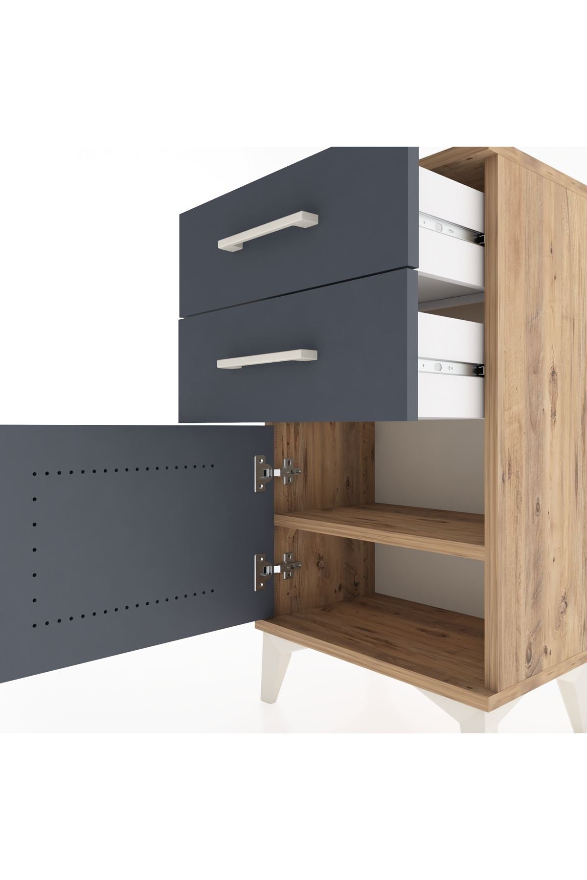 Arges Komodin 2 Raflı Tek Kapaklı 44x30x80 - S08M001V8A