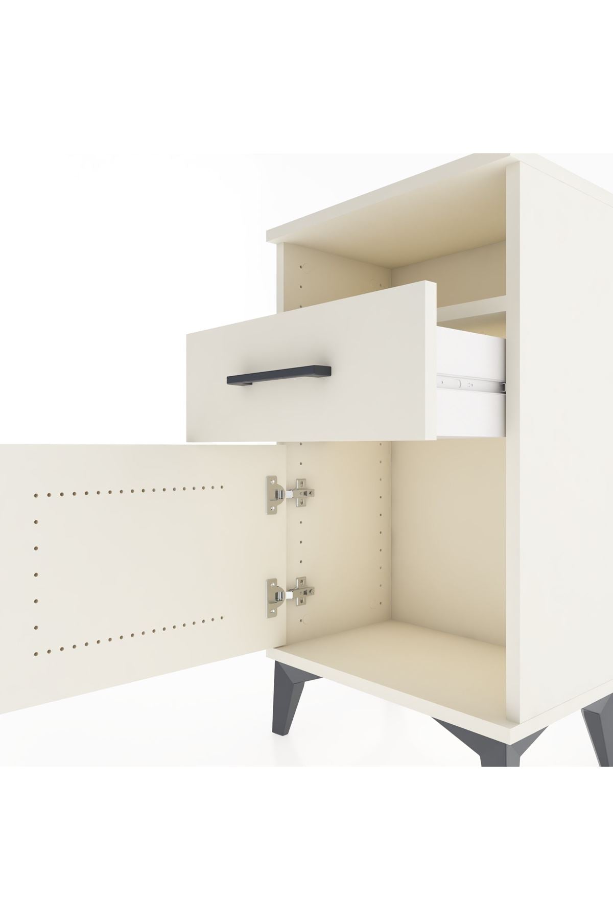 Arges Komodin Tek Raflı 2 Çekmeceli Tek Kapaklı 44x30x80 - S08M002V1A