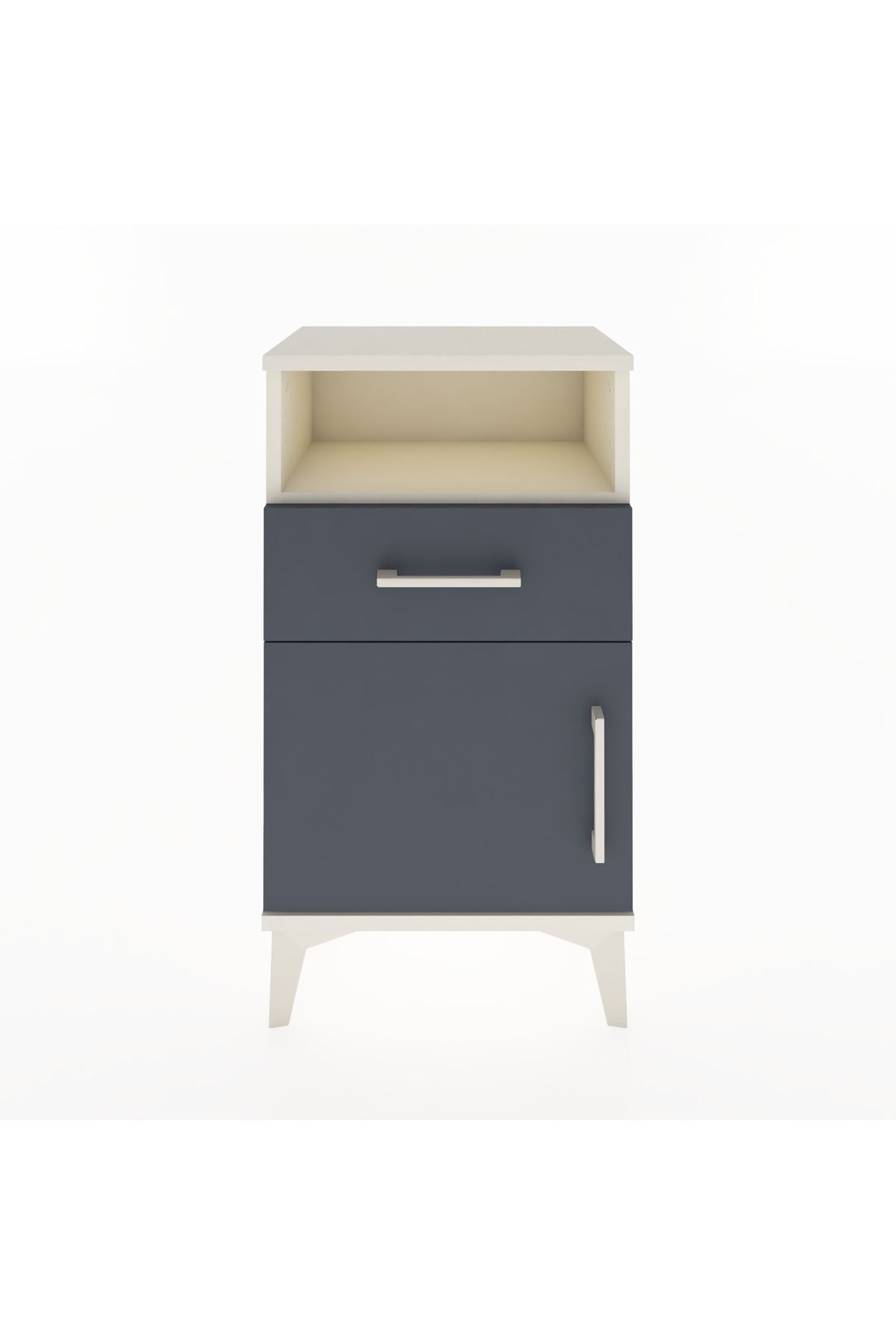 Arges Komodin Tek Raflı 2 Çekmeceli Tek Kapaklı 44x30x80 - S08M002V2A