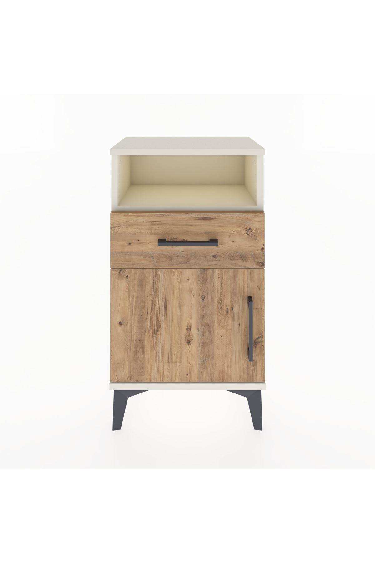 Arges Komodin Tek Raflı 2 Çekmeceli Tek Kapaklı 44x30x80 - S08M002V3A