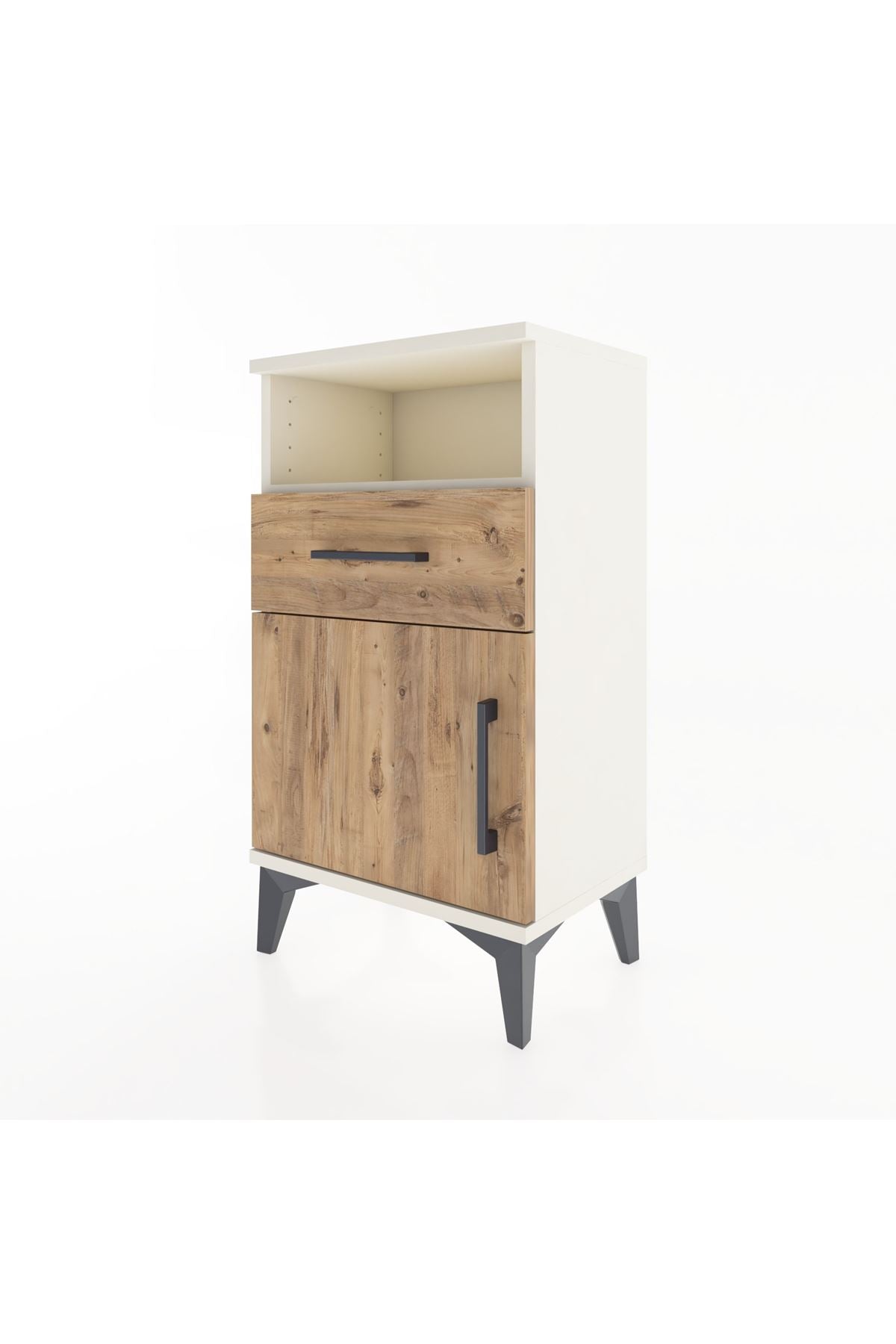 Arges Komodin Tek Raflı 2 Çekmeceli Tek Kapaklı 44x30x80 - S08M002V3A