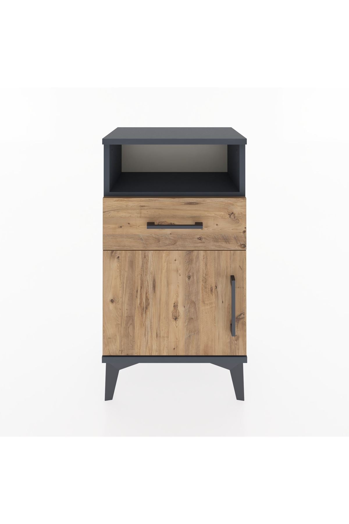Arges Komodin Tek Raflı 2 Çekmeceli Tek Kapaklı 44x30x80 - S08M002V6A