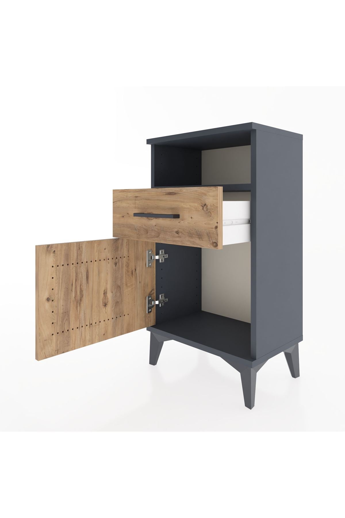 Arges Komodin Tek Raflı 2 Çekmeceli Tek Kapaklı 44x30x80 - S08M002V6A