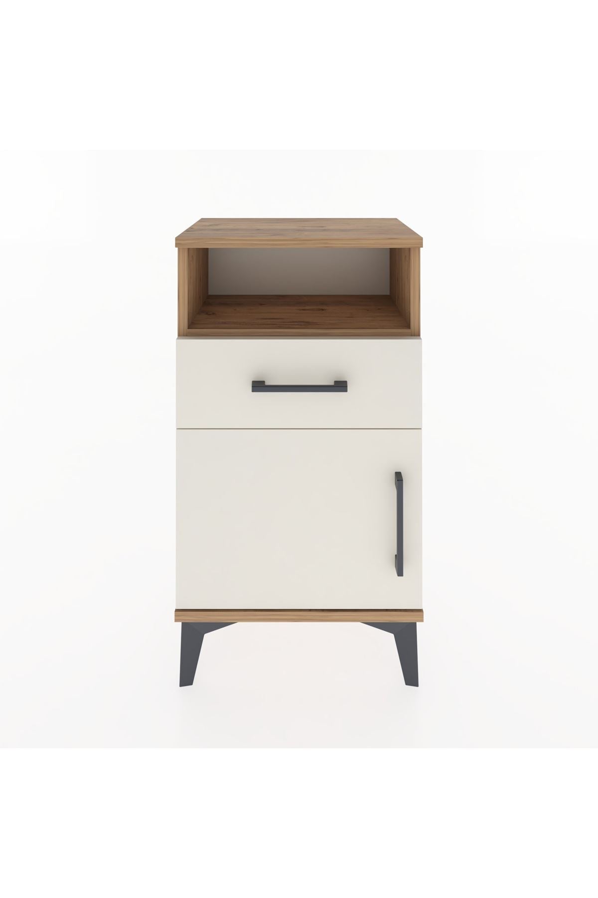 Arges Komodin Tek Raflı 2 Çekmeceli Tek Kapaklı 44x30x80 - S08M002V7A