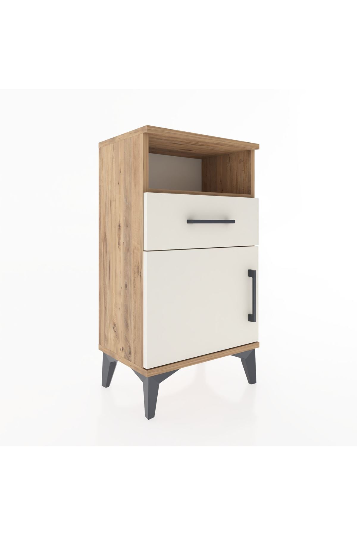 Arges Komodin Tek Raflı 2 Çekmeceli Tek Kapaklı 44x30x80 - S08M002V7A