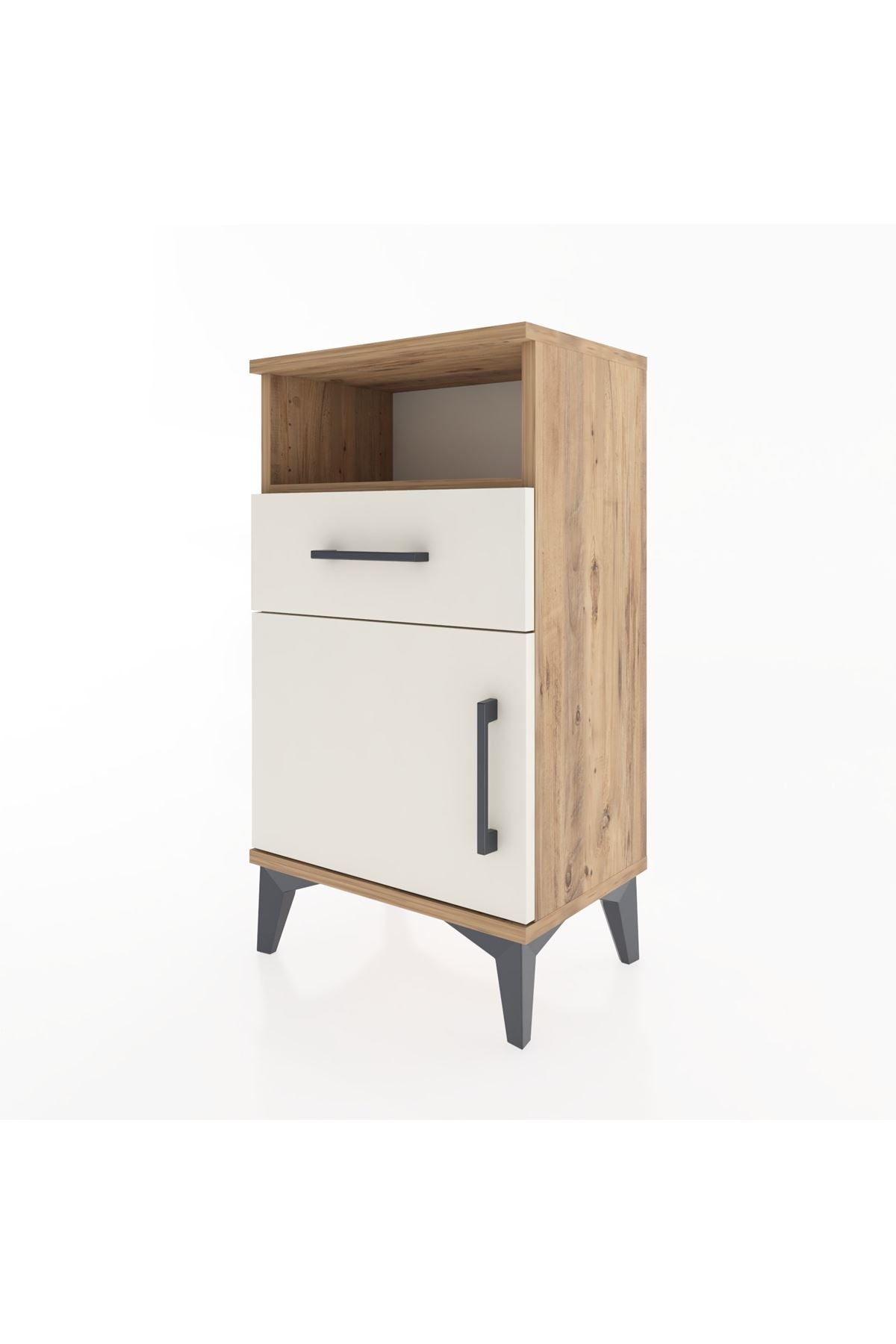 Arges Komodin Tek Raflı 2 Çekmeceli Tek Kapaklı 44x30x80 - S08M002V7A