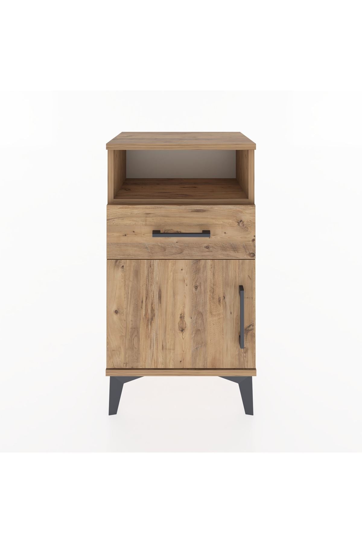 Arges Komodin Tek Raflı 2 Çekmeceli Tek Kapaklı 44x30x80 - S08M002V9A