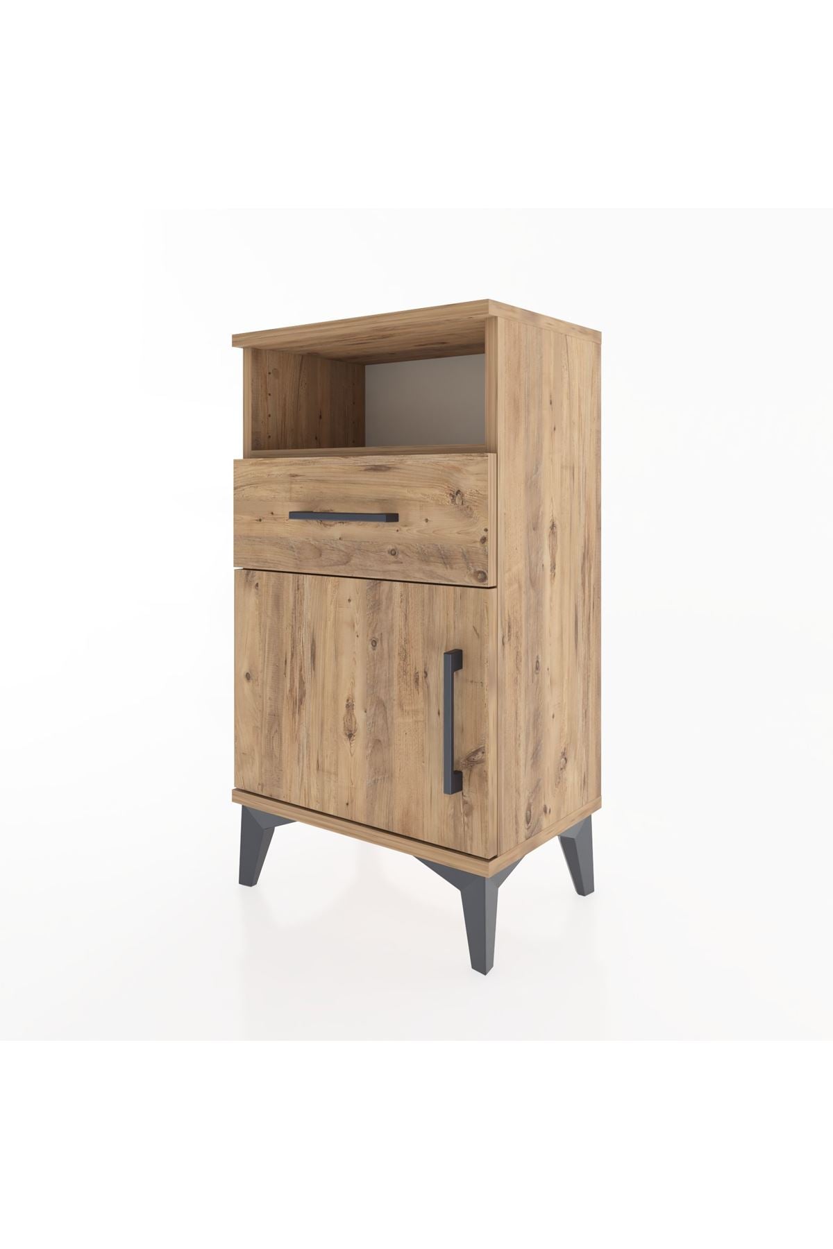 Arges Komodin Tek Raflı 2 Çekmeceli Tek Kapaklı 44x30x80 - S08M002V9A
