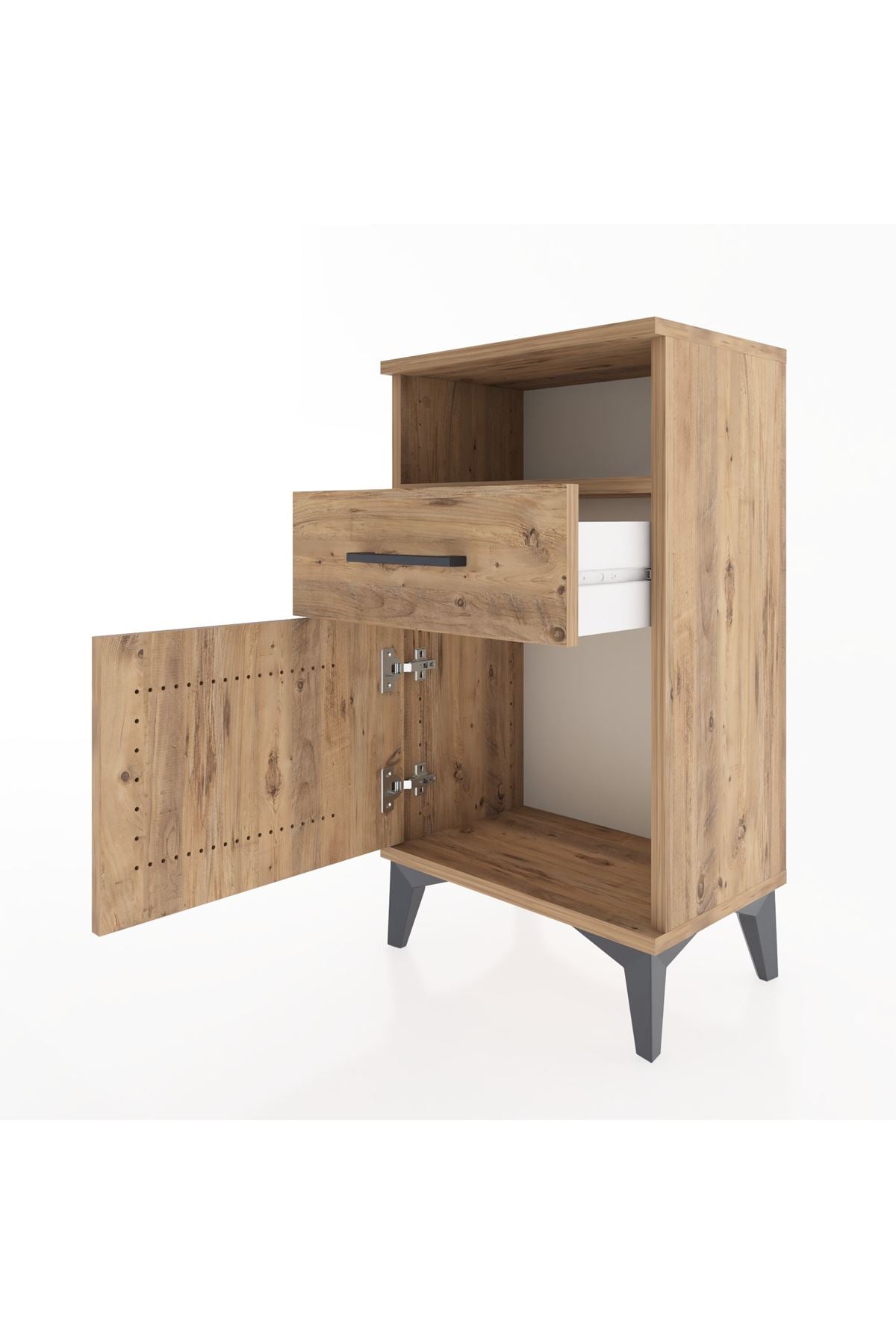 Arges Komodin Tek Raflı 2 Çekmeceli Tek Kapaklı 44x30x80 - S08M002V9A