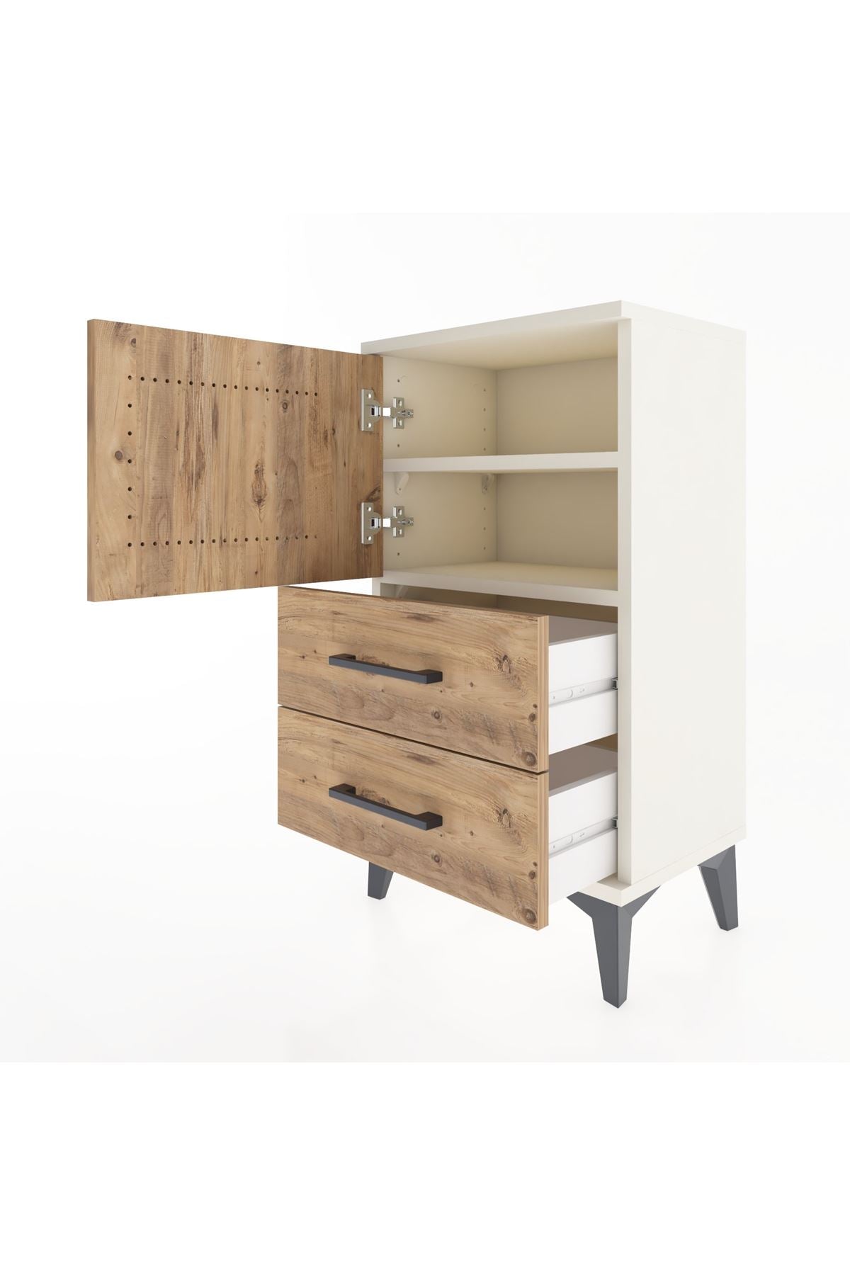 Arges Komodin 2 Raflı Tek Çekmeceli Tek Kapaklı 44x30x80 - S08M003V3A
