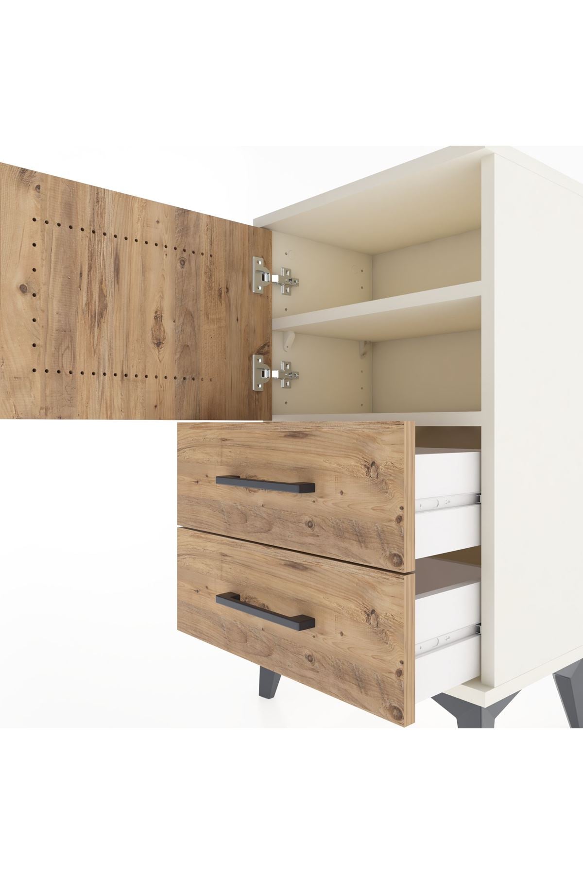Arges Komodin 2 Raflı Tek Çekmeceli Tek Kapaklı 44x30x80 - S08M003V3A