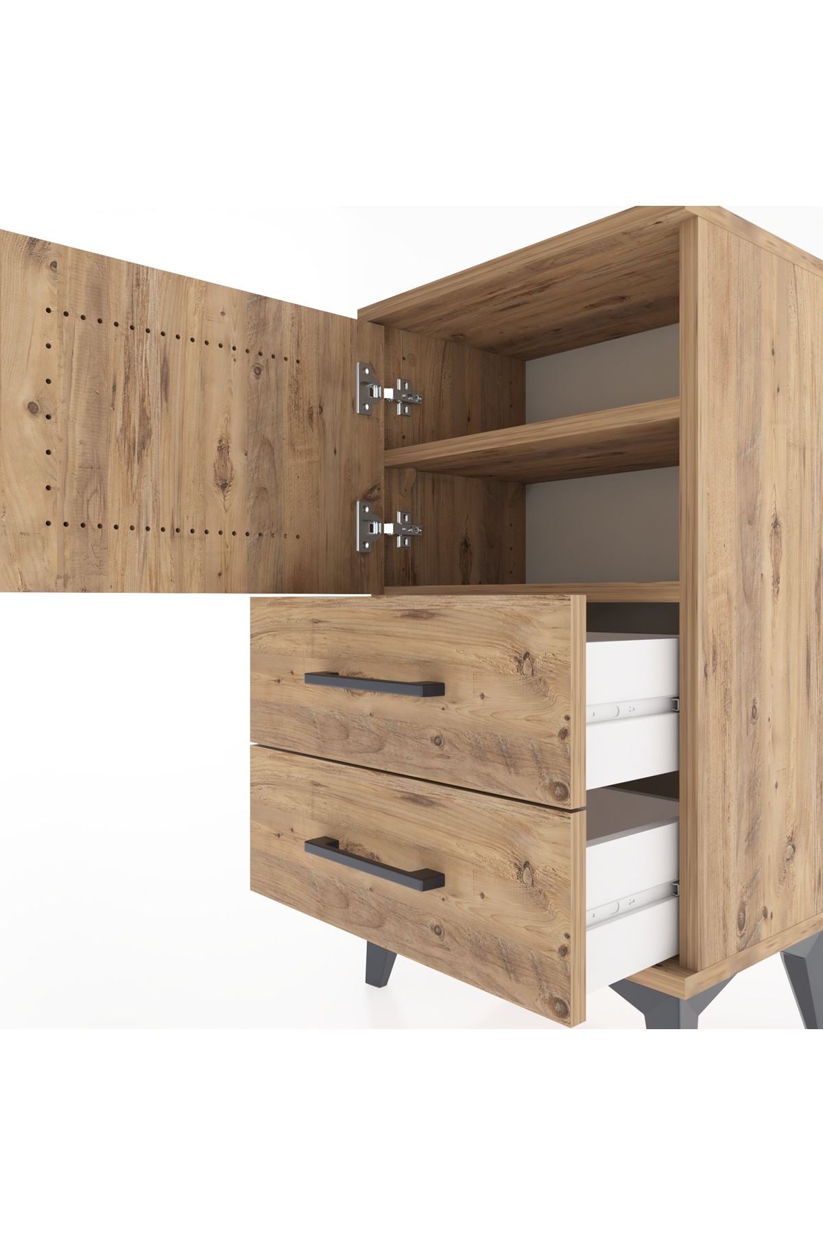 Arges Komodin 2 Raflı Tek Çekmeceli Tek Kapaklı 44x30x80 - S08M003V9A