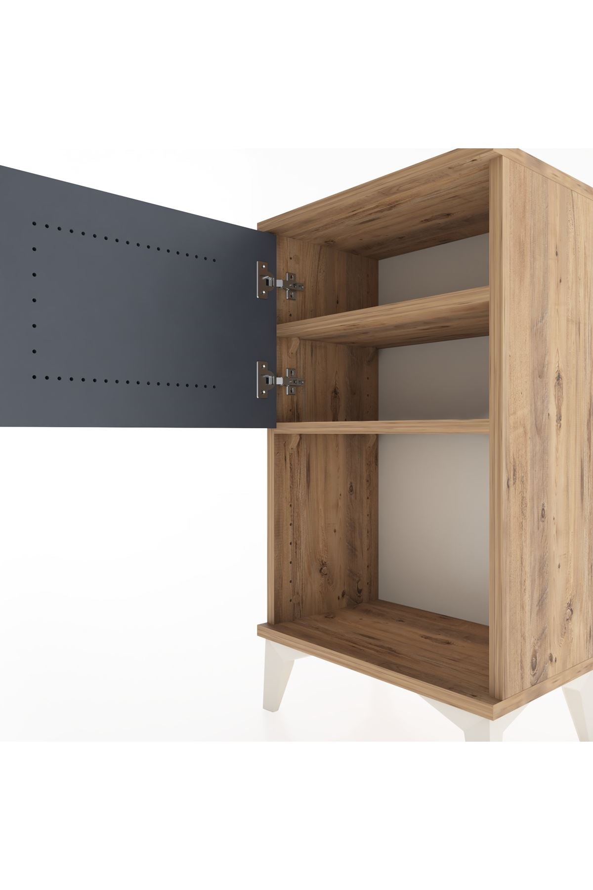 Arges Komodin 2 Raflı 2 Çekmeceli Tek Kapaklı 44x30x80 - S08M004V8A