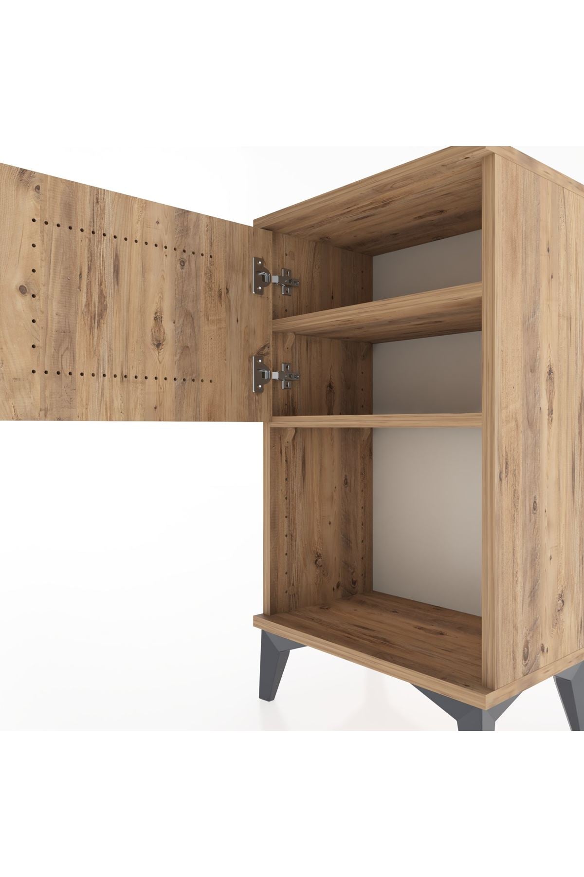 Arges Komodin 2 Raflı 2 Çekmeceli Tek Kapaklı 44x30x80 - S08M004V9A