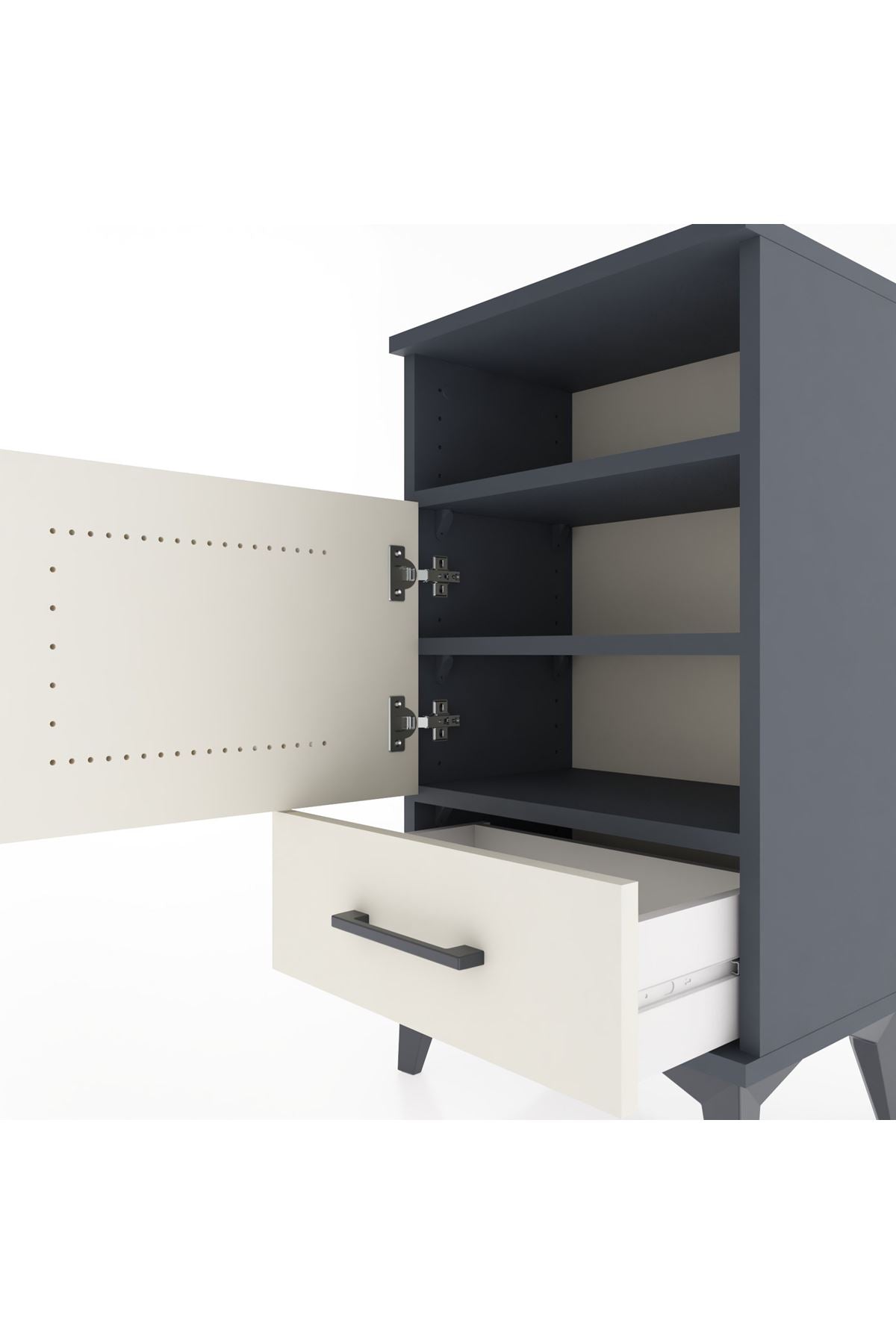 Arges Komodin 2 Raflı Tek Kapaklı 44x30x80 - S08M005V4A