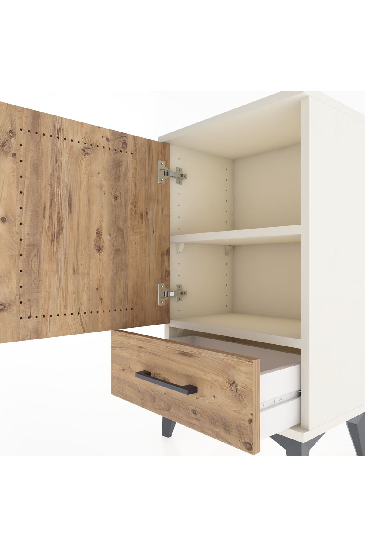 Arges Komodin 2 Raflı Tek Çekmeceli Tek Kapaklı 44x30x80 - S08M008V3A