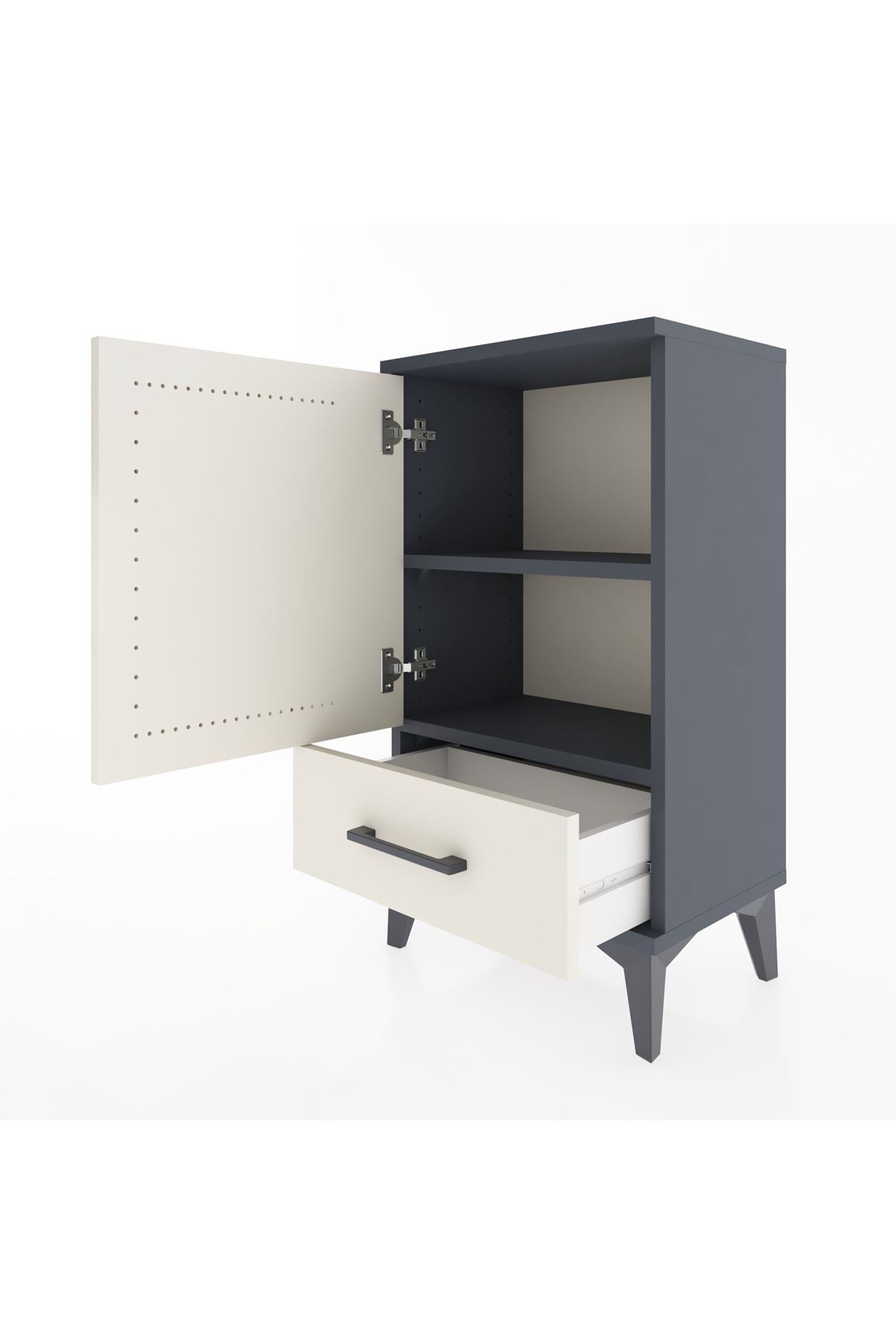Arges Komodin 2 Raflı Tek Çekmeceli Tek Kapaklı 44x30x80 - S08M008V4A