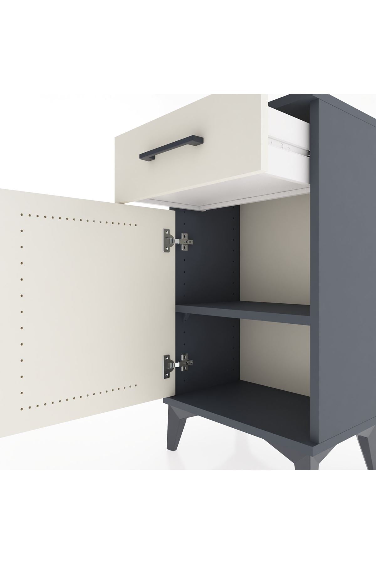 Arges Komodin 2 Raflı Tek Çekmeceli Tek Kapaklı 44x30x80 - S08M009V4A