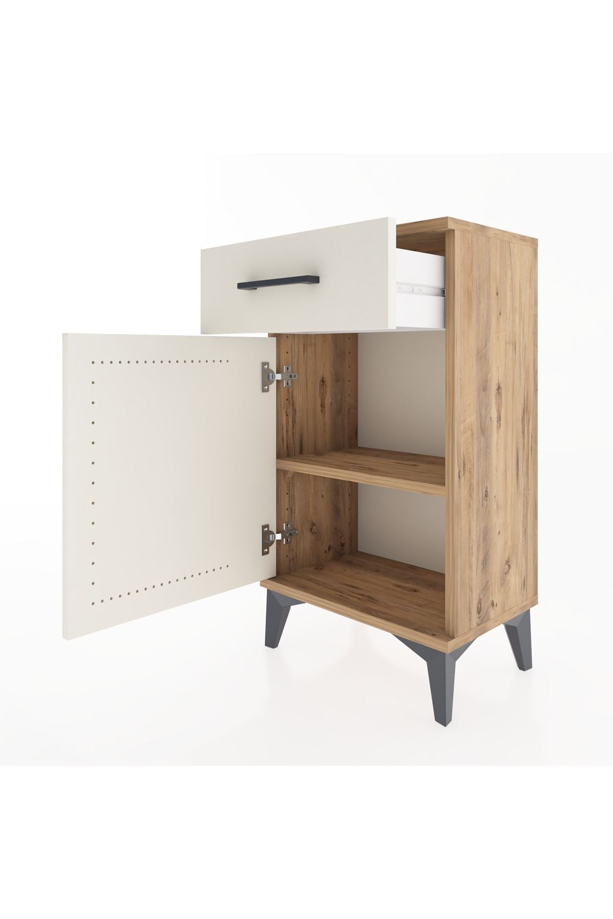 Arges Komodin 2 Raflı Tek Çekmeceli Tek Kapaklı 44x30x80 - S08M009V7A