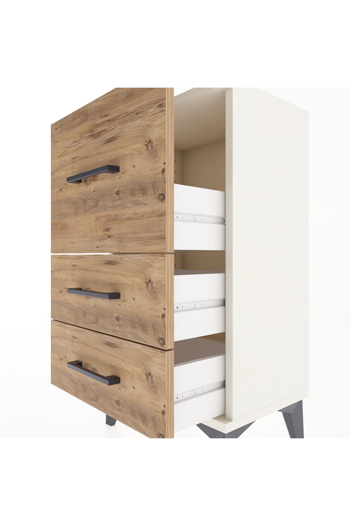 Arges Komodin Tek Raflı 2 Çekmeceli 44x30x80 - S08M014V3A