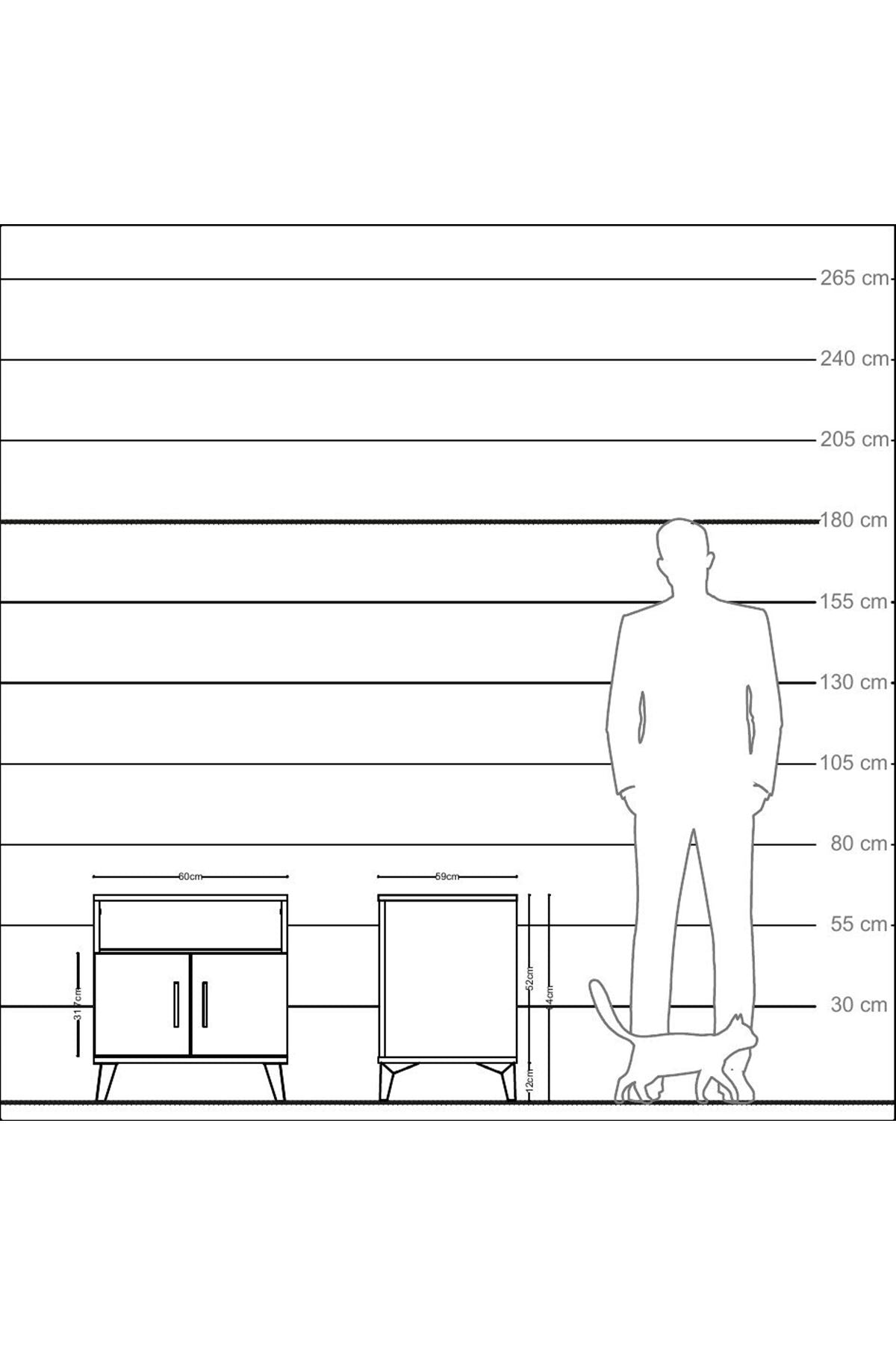 Kronos Komodin 2 Raflı 2 Kapaklı 60x59x64 - S78M009V5C