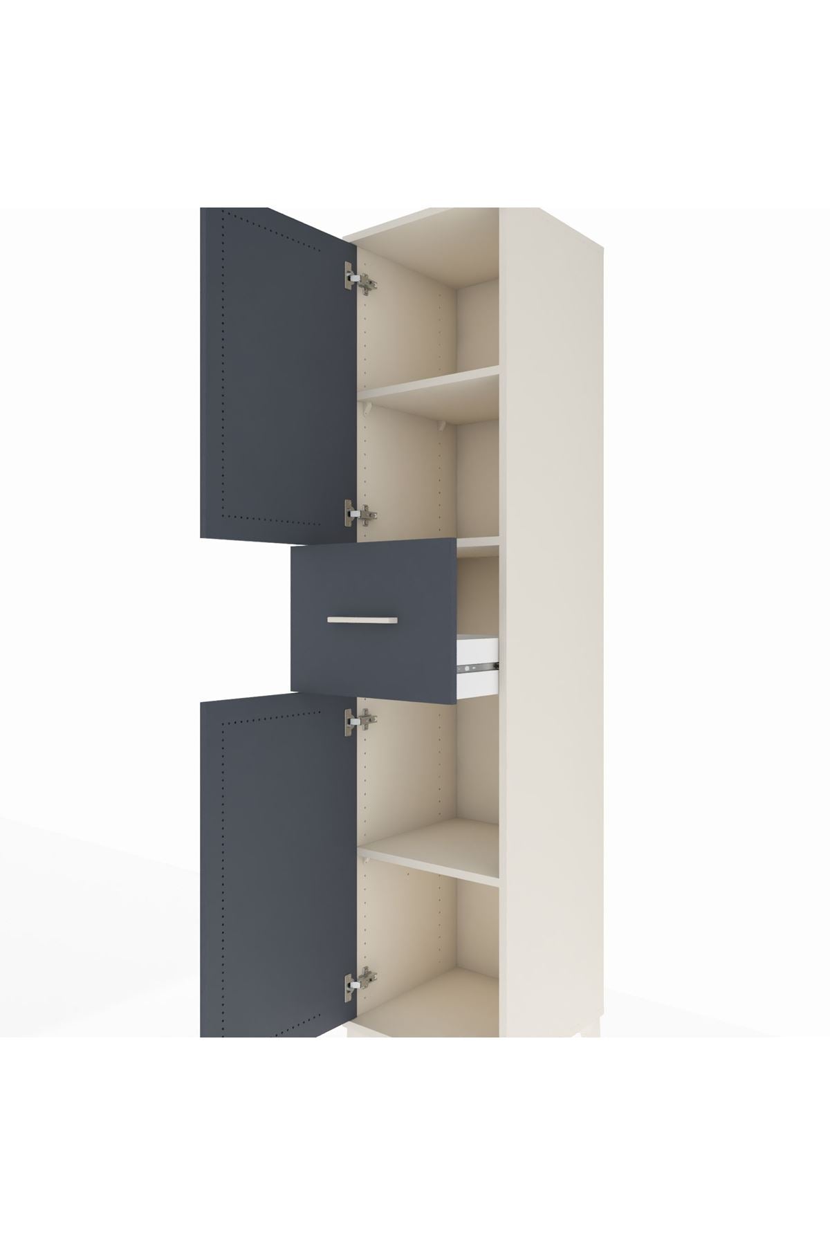 Hyperion Dolap 3 Raflı Tek Çekmeceli 2 Kapaklı 44x44x195 - S58M001V2B