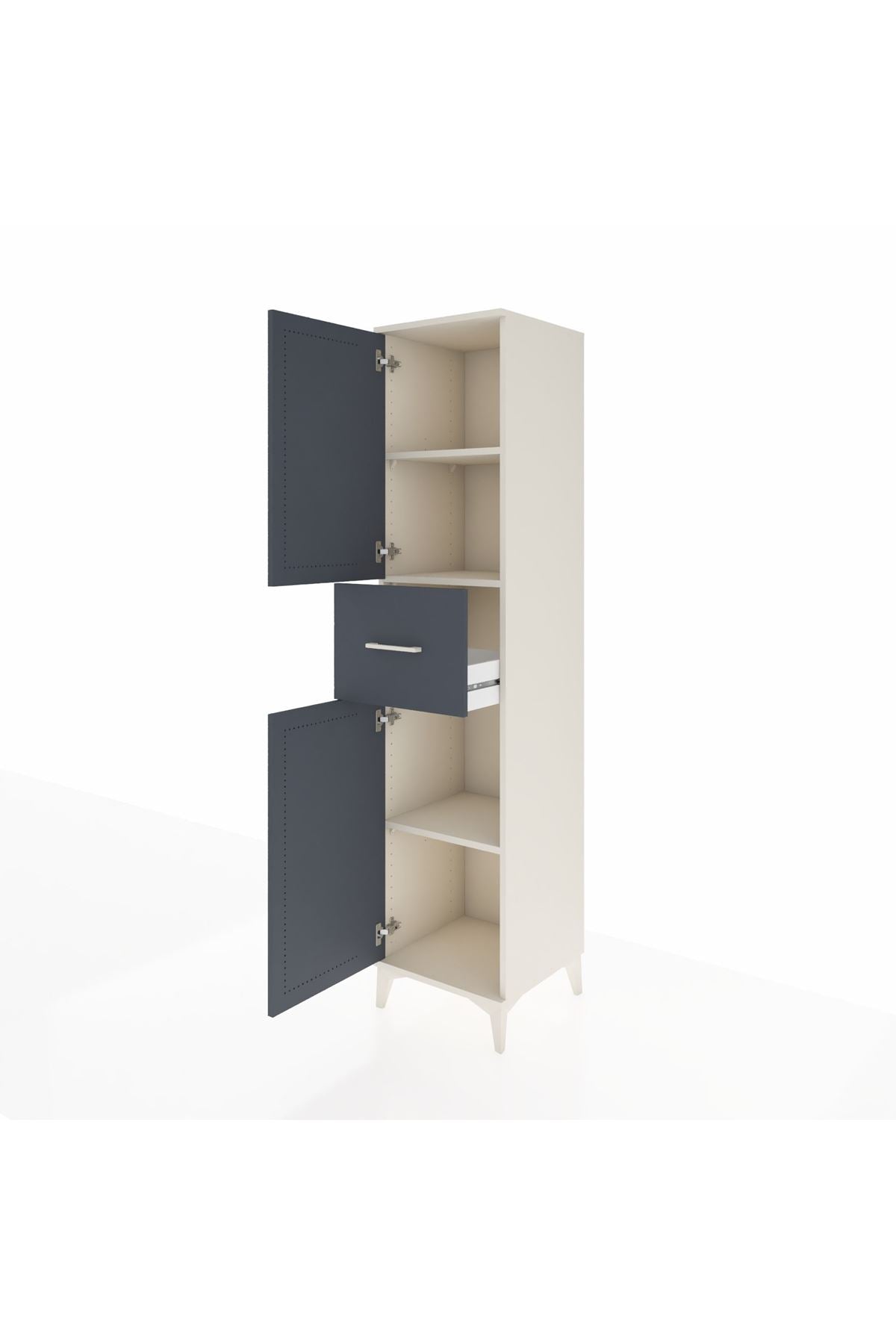 Hyperion Dolap 3 Raflı Tek Çekmeceli 2 Kapaklı 44x44x195 - S58M001V2B