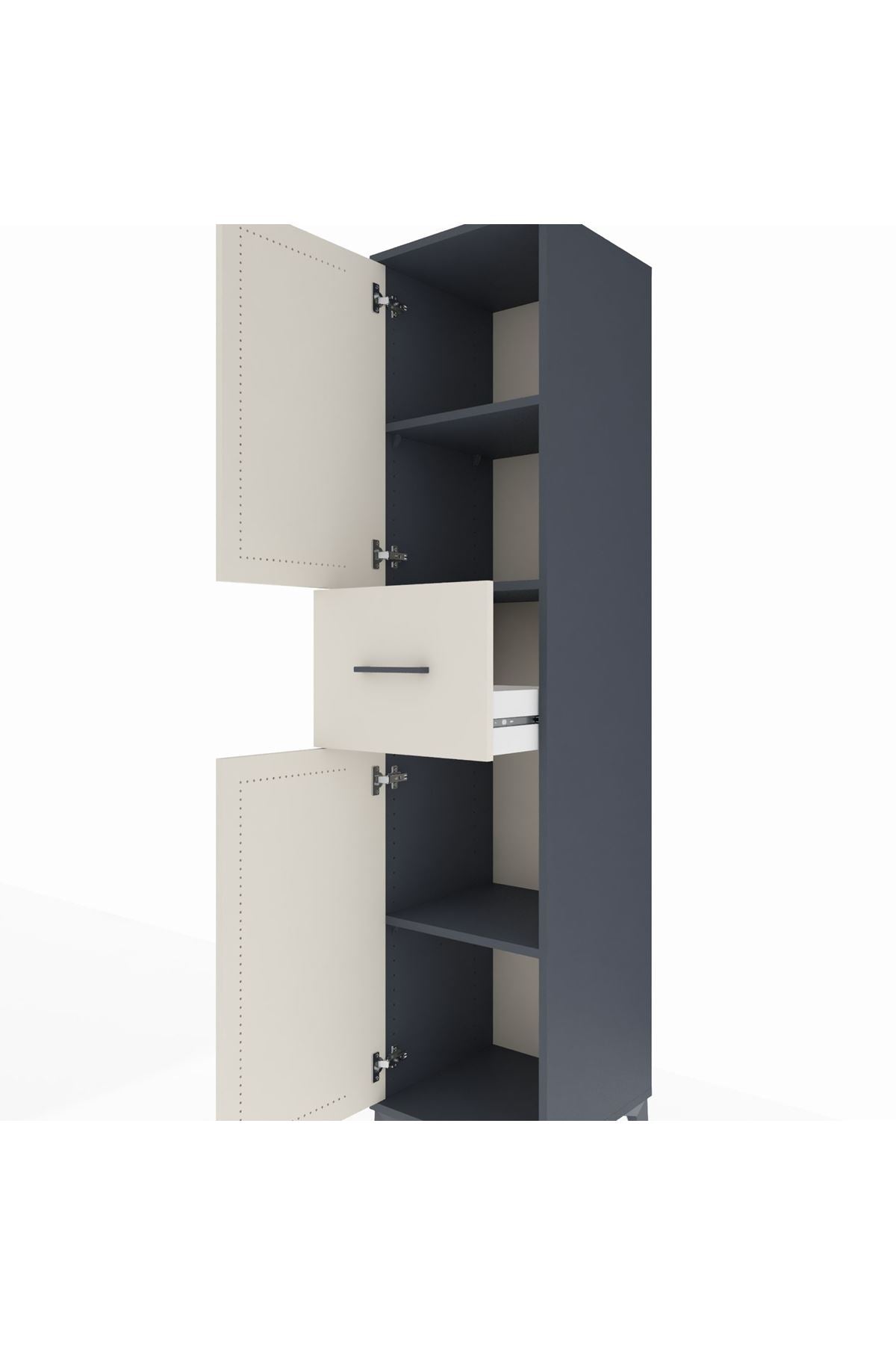 Hyperion Dolap 3 Raflı Tek Çekmeceli 2 Kapaklı 44x44x195 - S58M001V4B