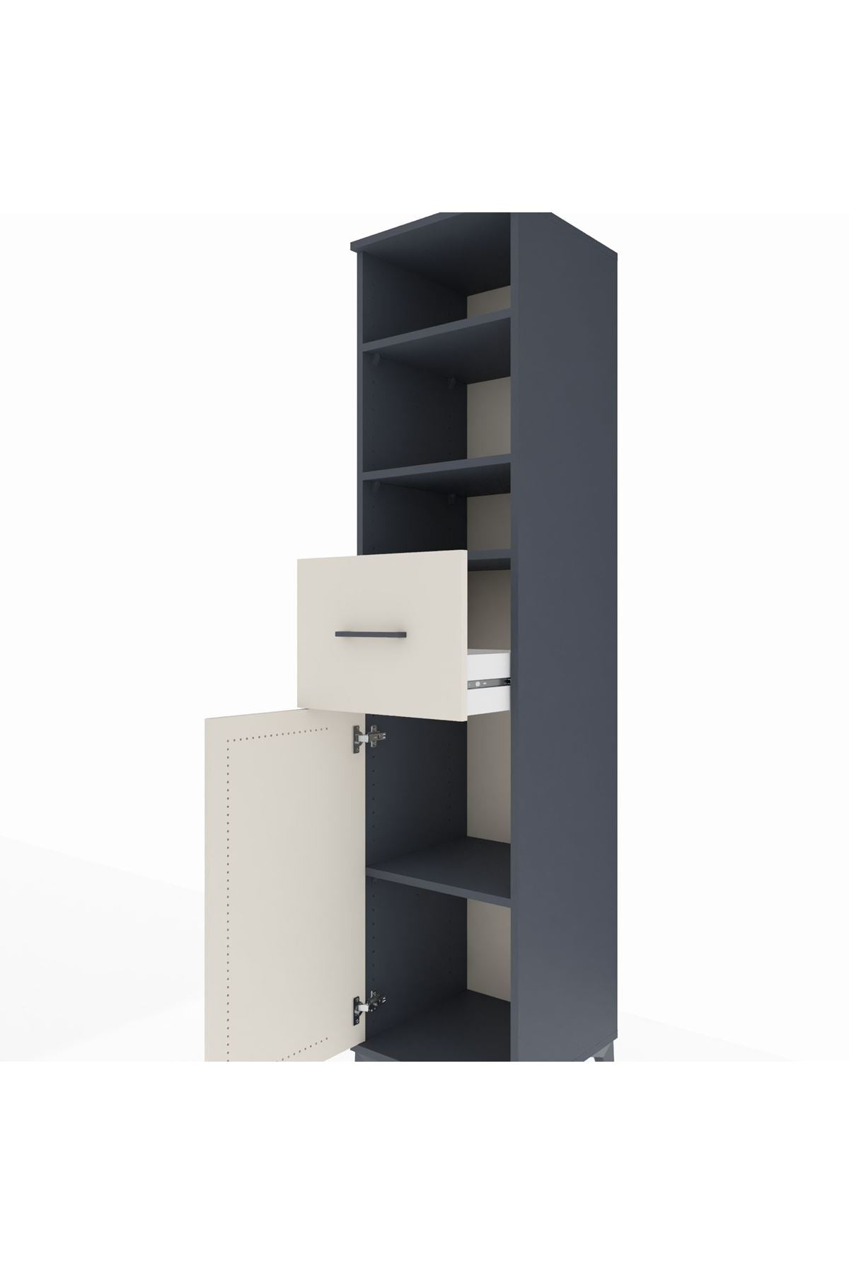 Hyperion Dolap 4 Raflı Tek Çekmeceli Tek Kapaklı 44x44x195 - S58M003V4B