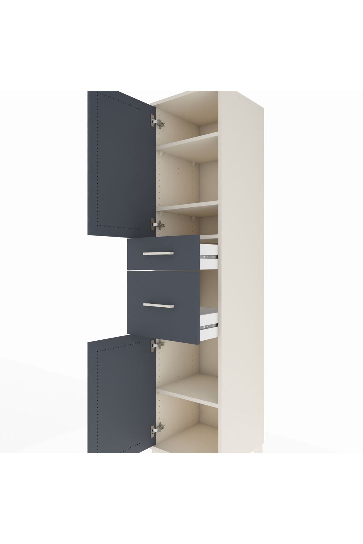 Hyperion Dolap 4 Raflı 2 Çekmeceli Tek Kapaklı 44x44x195 - S58M004V2B