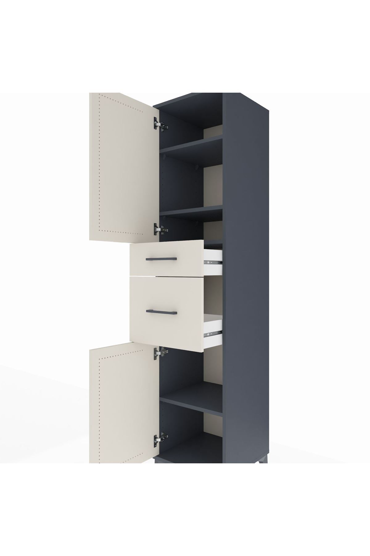 Hyperion Dolap 4 Raflı 2 Çekmeceli Tek Kapaklı 44x44x195 - S58M004V4B