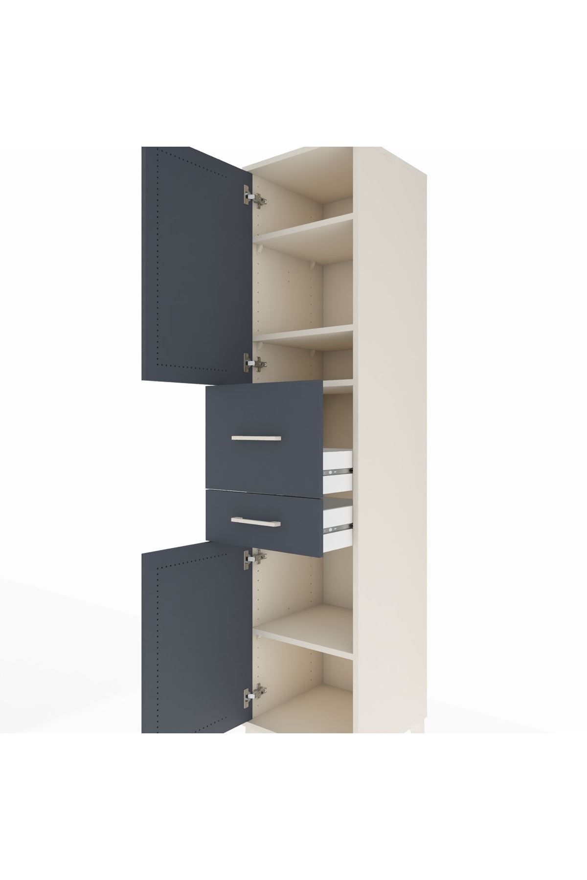Hyperion Dolap 4 Raflı 2 Çekmeceli 2 Kapaklı 44x44x195 - S58M007V2B