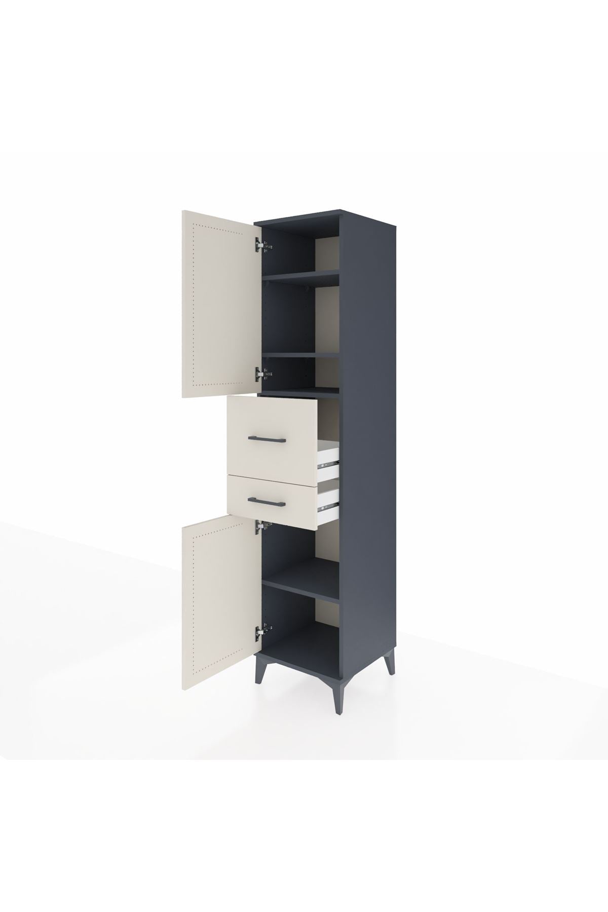 Hyperion Dolap 4 Raflı 2 Çekmeceli 2 Kapaklı 44x44x195 - S58M007V4B