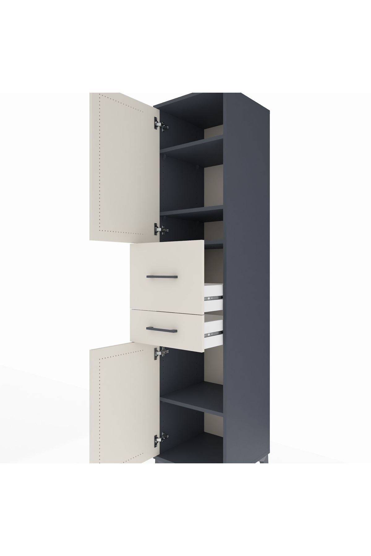 Hyperion Dolap 4 Raflı 2 Çekmeceli 2 Kapaklı 44x44x195 - S58M007V4B