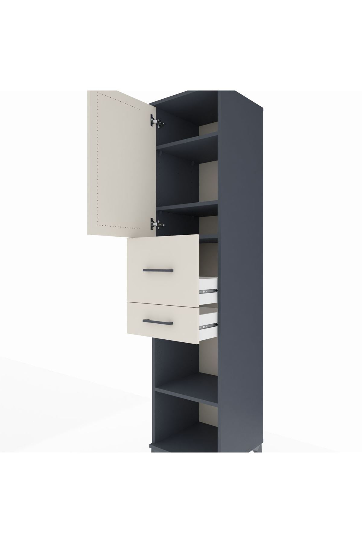 Hyperion Dolap 4 Raflı 2 Çekmeceli Tek Kapaklı 44x44x195 - S58M008V4B