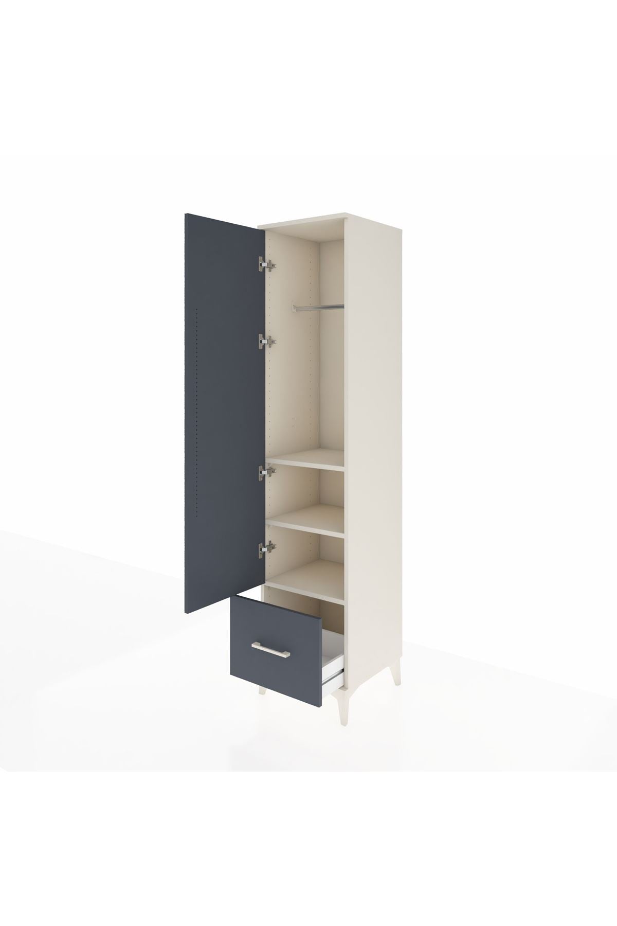 Hyperion Dolap 3 Raflı Tek Çekmeceli Tek Askılı 44x44x195 - S58M010V2B