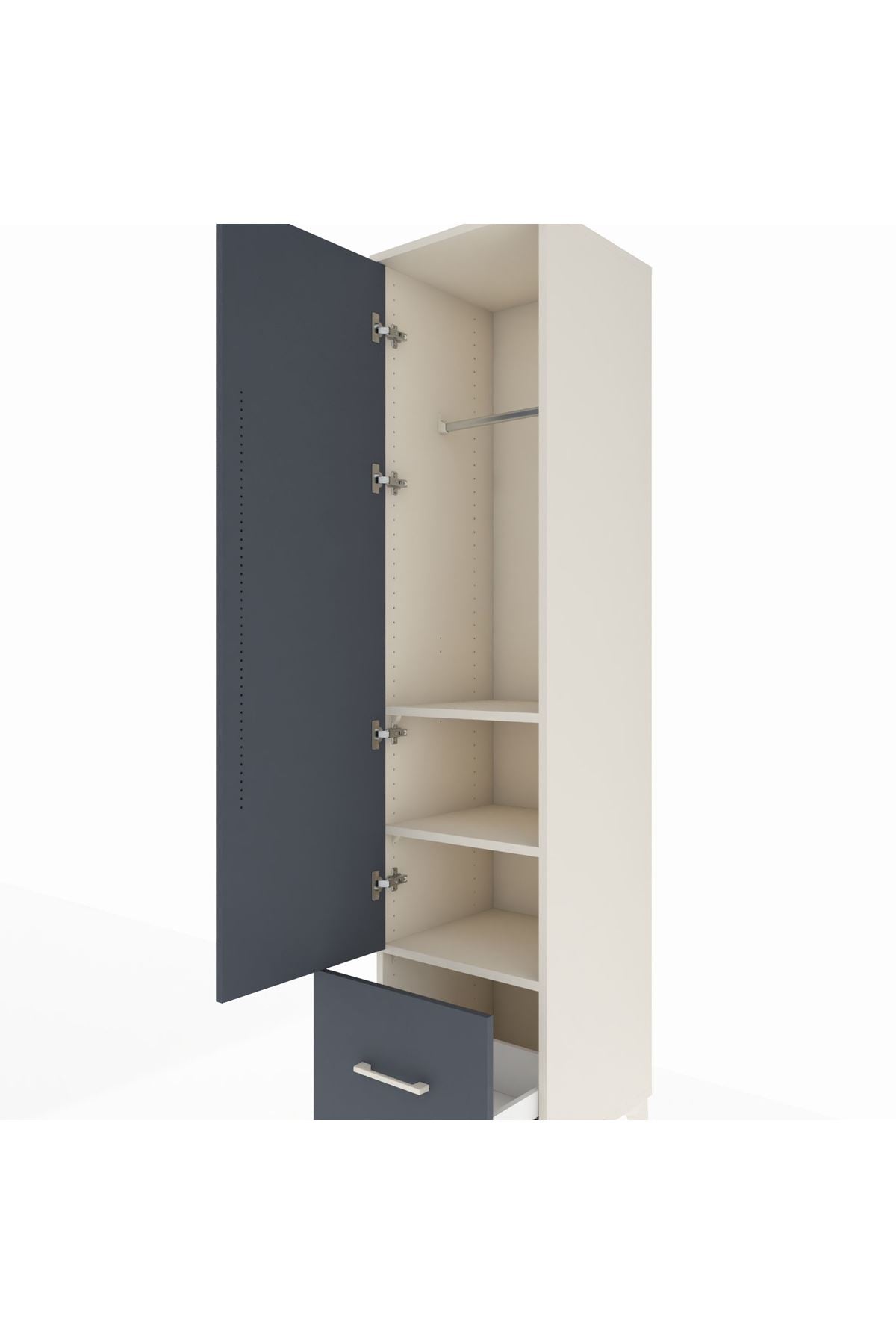 Hyperion Dolap 3 Raflı Tek Çekmeceli Tek Askılı 44x44x195 - S58M010V2B