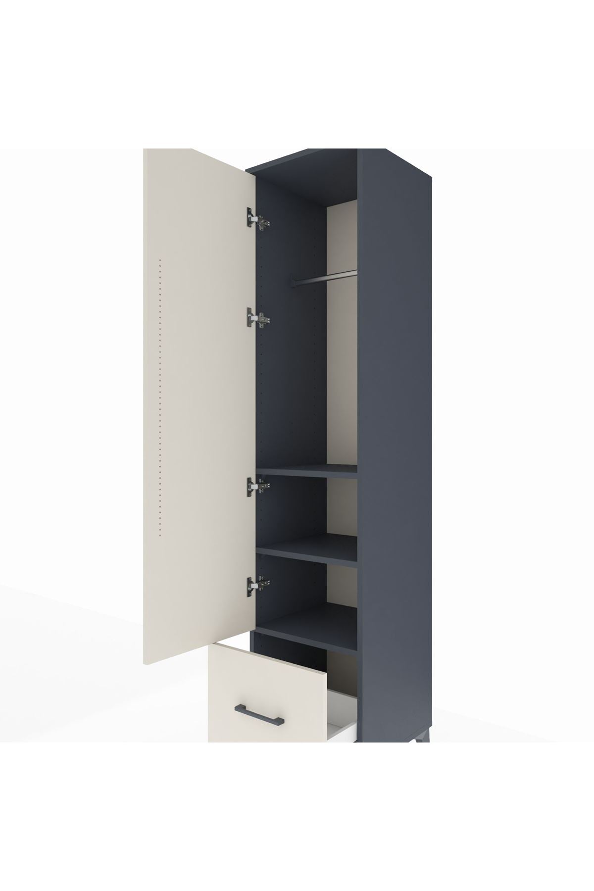 Hyperion Dolap 3 Raflı Tek Çekmeceli Tek Askılı 44x44x195 - S58M010V4B