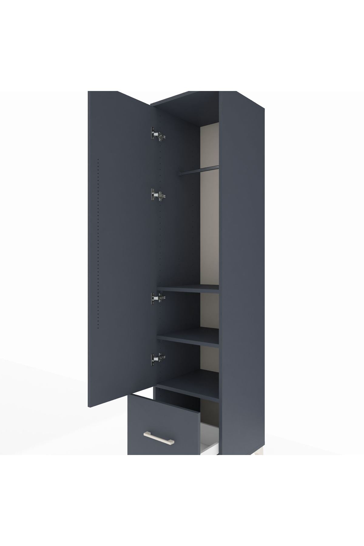 Hyperion Dolap 3 Raflı Tek Çekmeceli Tek Askılı 44x44x195 - S58M010V5B