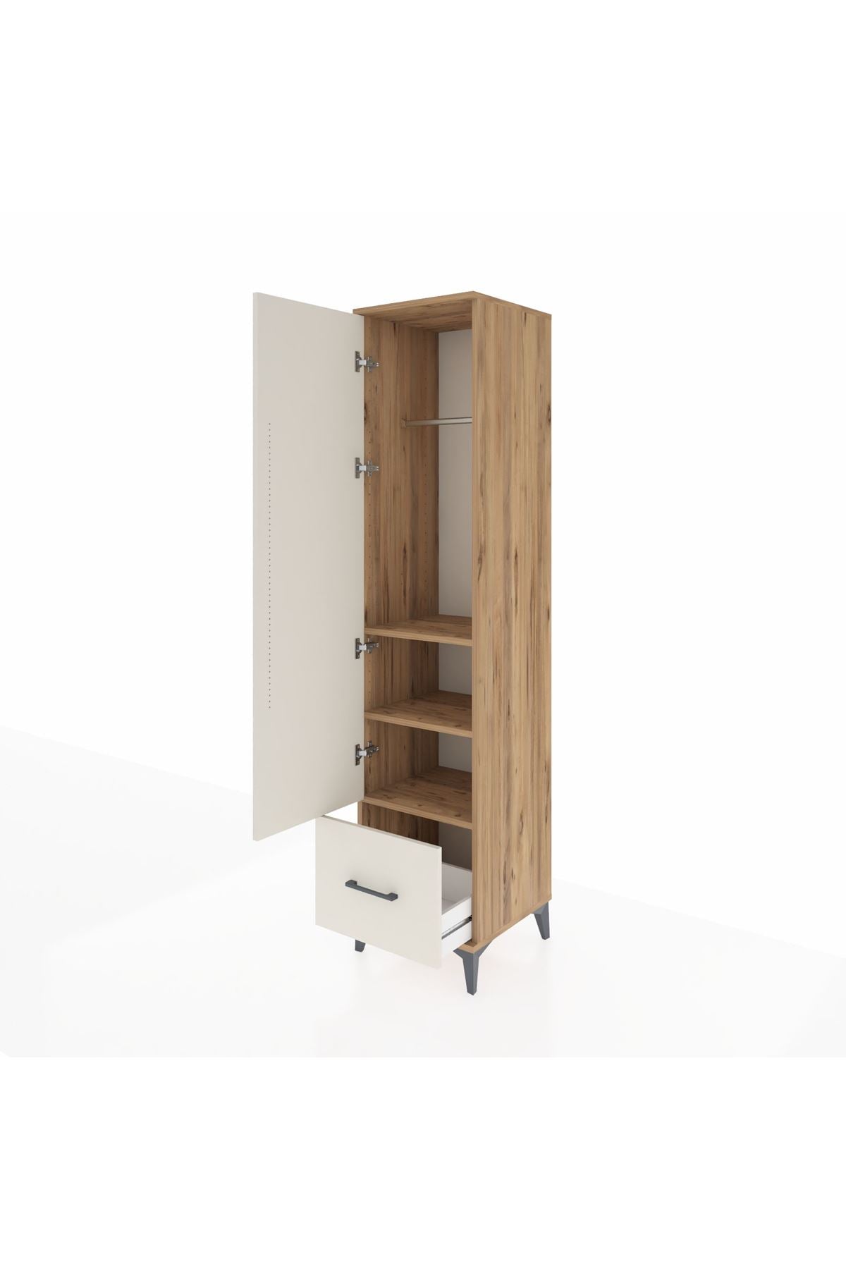 Hyperion Dolap 3 Raflı Tek Çekmeceli Tek Askılı 44x44x195 - S58M010V7B