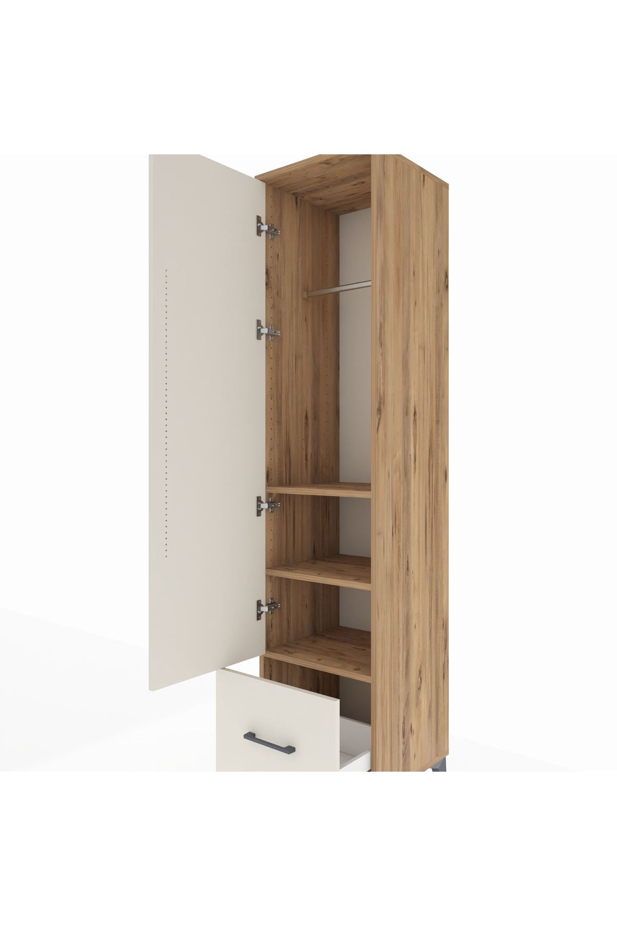 Hyperion Dolap 3 Raflı Tek Çekmeceli Tek Askılı 44x44x195 - S58M010V7B
